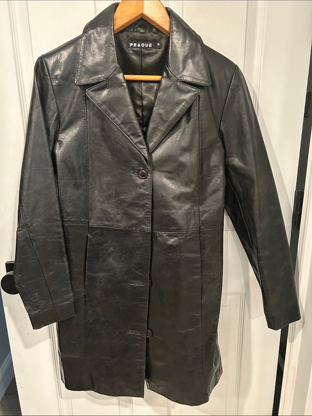 Black Leather Women's Coat